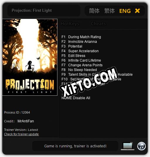 Трейнер для Projection: First Light [v1.0.2]