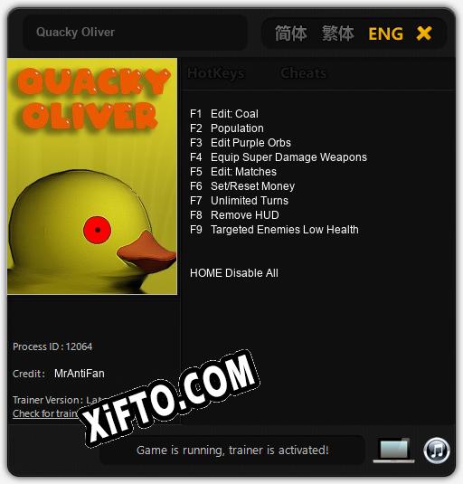 Трейнер для Quacky Oliver [v1.0.7]