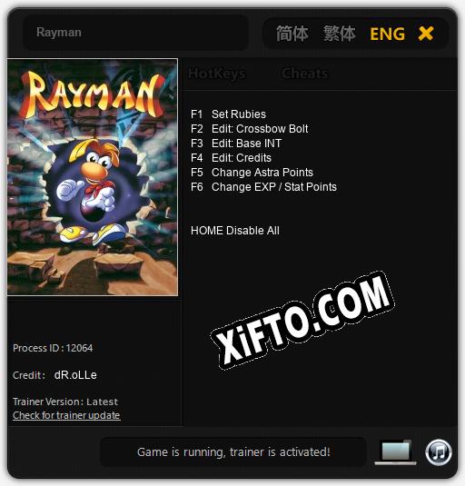 Rayman: Трейнер +6 [v1.8]