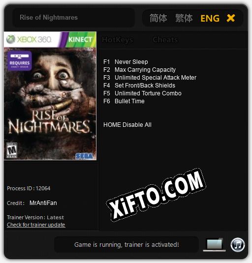 Rise of Nightmares: ТРЕЙНЕР И ЧИТЫ (V1.0.98)