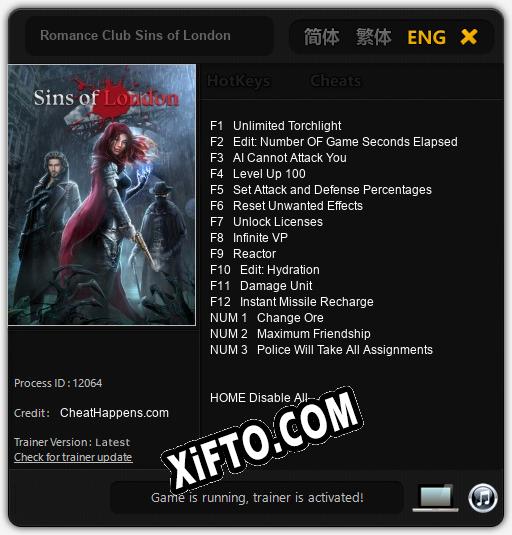 Romance Club Sins of London: Трейнер +15 [v1.3]