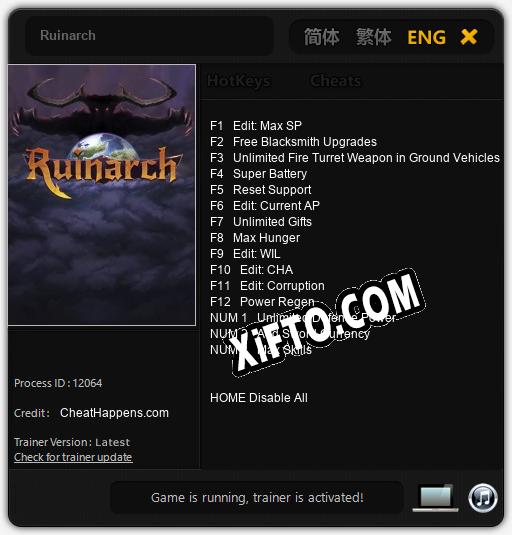 Ruinarch: ТРЕЙНЕР И ЧИТЫ (V1.0.1)