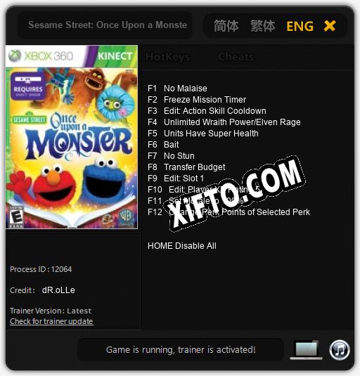 Sesame Street: Once Upon a Monster: ТРЕЙНЕР И ЧИТЫ (V1.0.76)