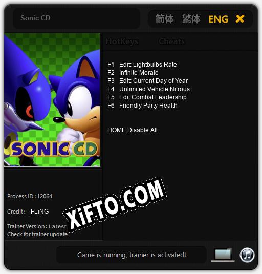 Трейнер для Sonic CD [v1.0.9]