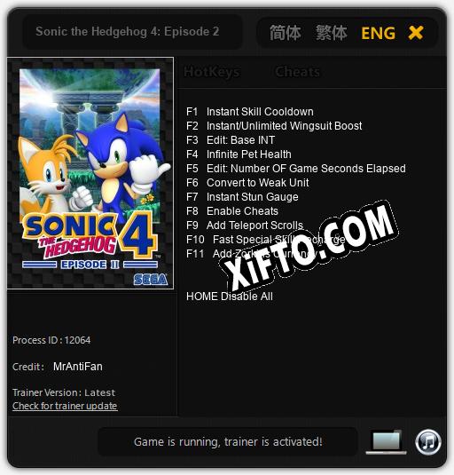 Sonic the Hedgehog 4: Episode 2: Читы, Трейнер +11 [MrAntiFan]