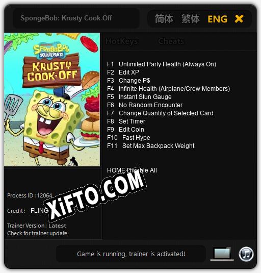 Трейнер для SpongeBob: Krusty Cook-Off [v1.0.8]