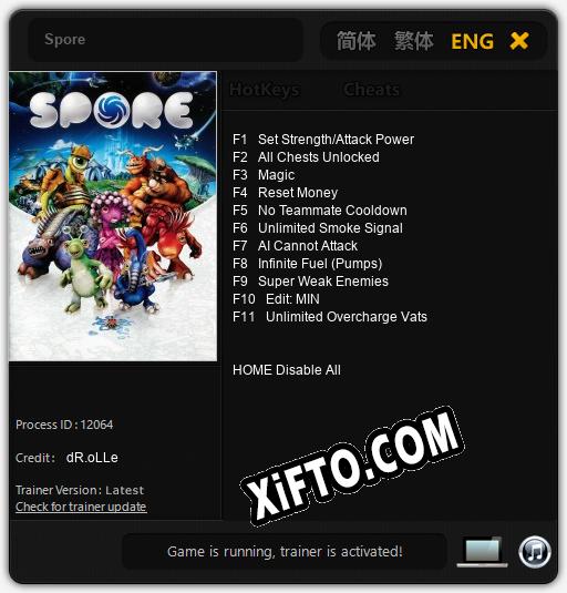 Spore: Читы, Трейнер +11 [dR.oLLe]