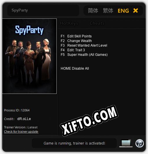 Трейнер для SpyParty [v1.0.4]