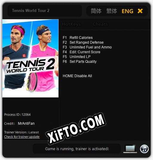 Tennis World Tour 2: Читы, Трейнер +6 [MrAntiFan]