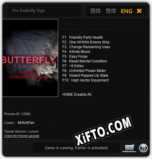 Трейнер для The Butterfly Sign [v1.0.4]