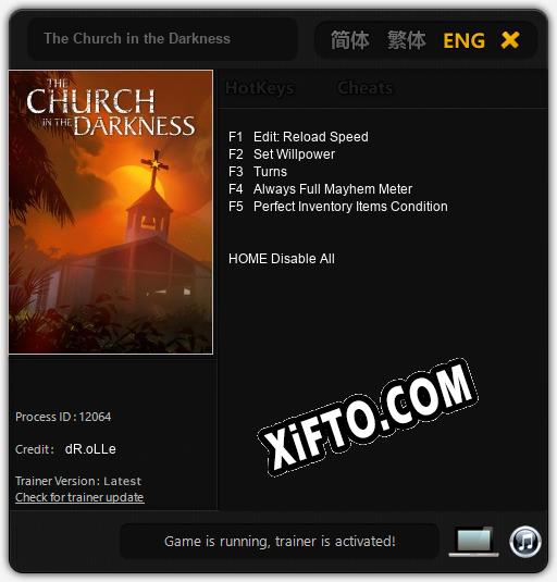 Трейнер для The Church in the Darkness [v1.0.3]