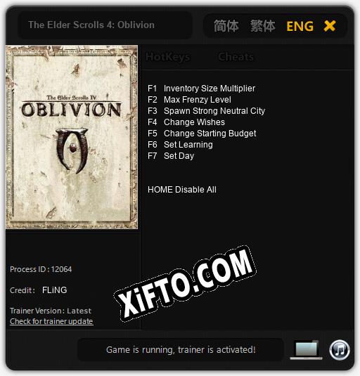 Трейнер для The Elder Scrolls 4: Oblivion [v1.0.8]