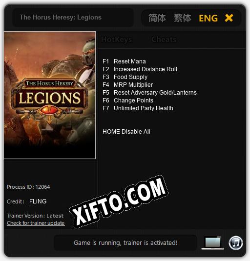 Трейнер для The Horus Heresy: Legions [v1.0.3]