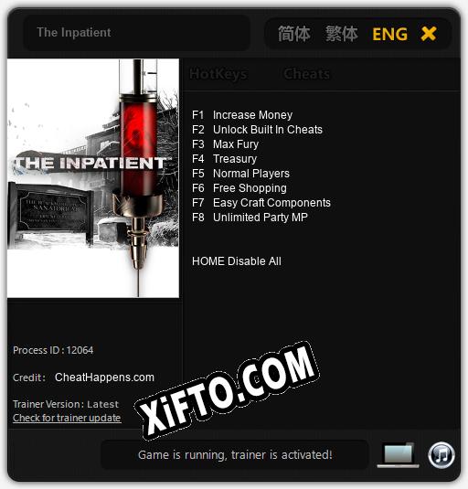 Трейнер для The Inpatient [v1.0.3]