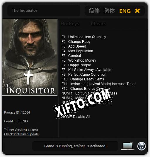 Трейнер для The Inquisitor [v1.0.8]