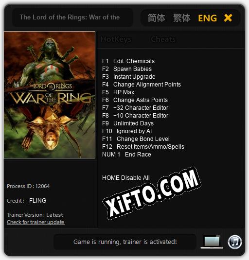The Lord of the Rings: War of the Ring: ТРЕЙНЕР И ЧИТЫ (V1.0.60)