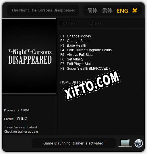 The Night The Carsons Disappeared: Трейнер +8 [v1.2]