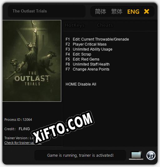 Трейнер для The Outlast Trials [v1.0.8]