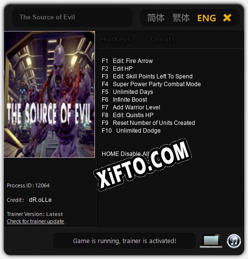 Трейнер для The Source of Evil [v1.0.6]