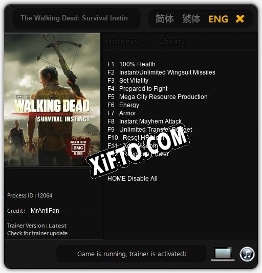 Трейнер для The Walking Dead: Survival Instincts [v1.0.6]