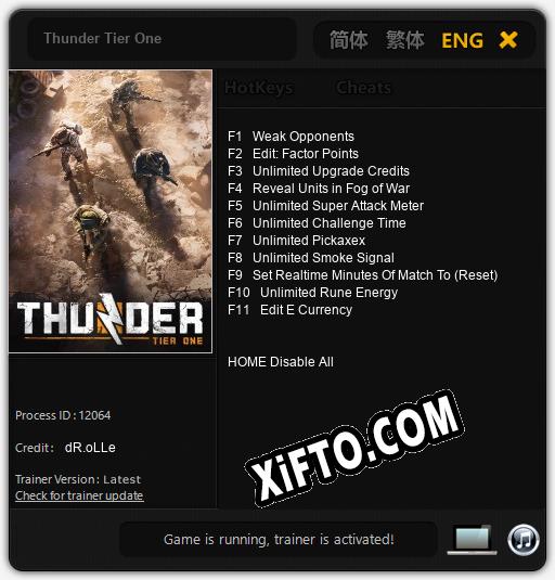 Thunder Tier One: ТРЕЙНЕР И ЧИТЫ (V1.0.91)