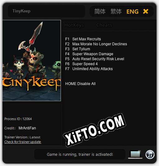 Трейнер для TinyKeep [v1.0.6]