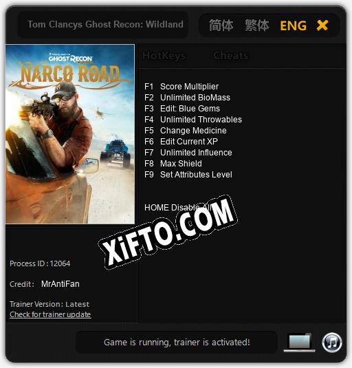 Tom Clancys Ghost Recon: Wildlands Narco Road: Трейнер +9 [v1.8]
