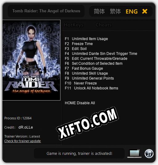 Tomb Raider: The Angel of Darkness: Читы, Трейнер +11 [dR.oLLe]