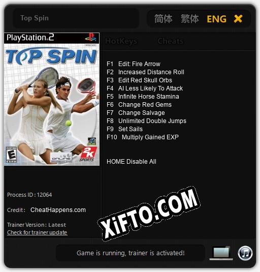 Трейнер для Top Spin [v1.0.8]