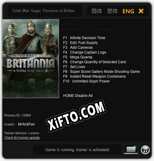 Трейнер для Total War Saga: Thrones of Britannia [v1.0.5]