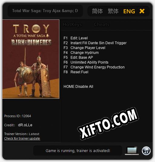 Total War Saga: Troy Ajax & Diomedes: ТРЕЙНЕР И ЧИТЫ (V1.0.85)