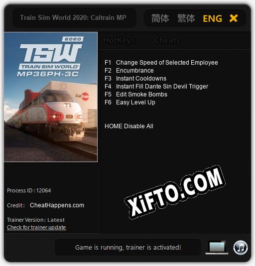 Train Sim World 2020: Caltrain MP36PH 3C Baby Bullet: Трейнер +6 [v1.2]