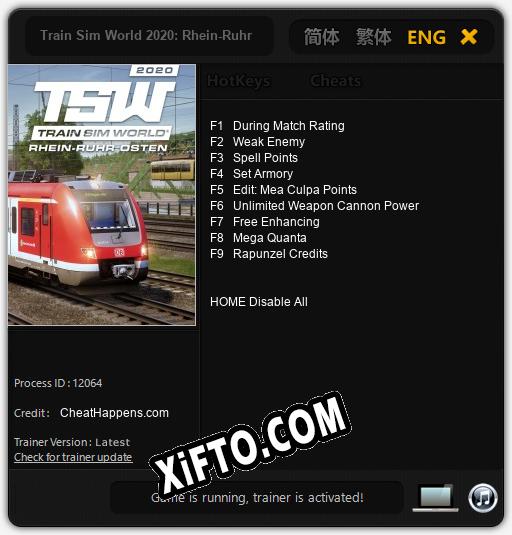 Train Sim World 2020: Rhein-Ruhr Osten: Wuppertal Hagen: Трейнер +9 [v1.8]