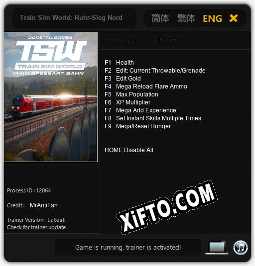 Train Sim World: Ruhr-Sieg Nord: Трейнер +9 [v1.8]