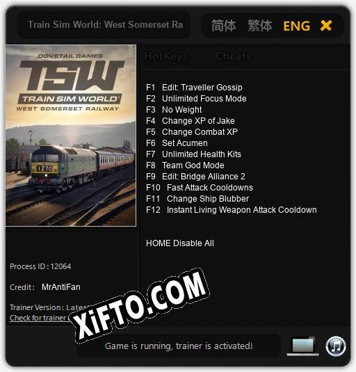 Train Sim World: West Somerset Railway: Трейнер +12 [v1.9]