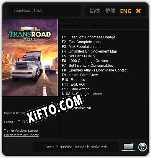 Трейнер для TransRoad: USA [v1.0.6]