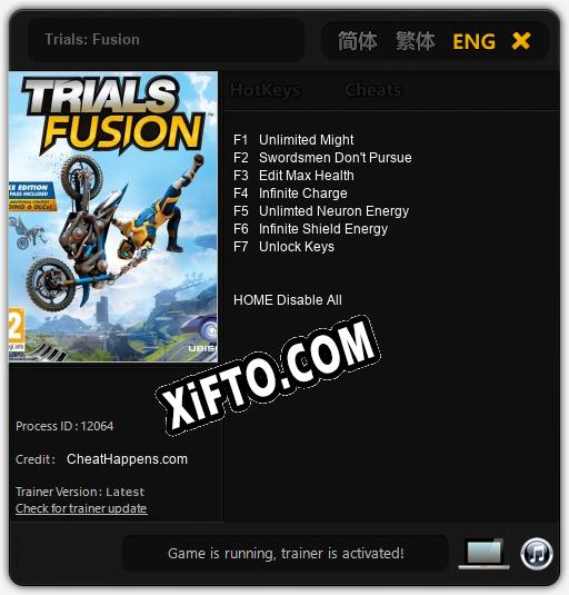 Трейнер для Trials: Fusion [v1.0.6]