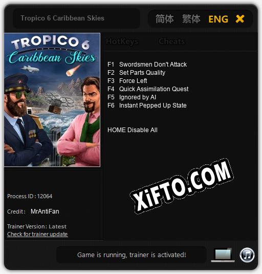 Tropico 6 Caribbean Skies: Трейнер +6 [v1.9]