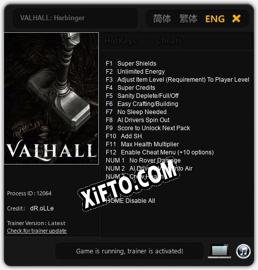 Трейнер для VALHALL: Harbinger [v1.0.4]