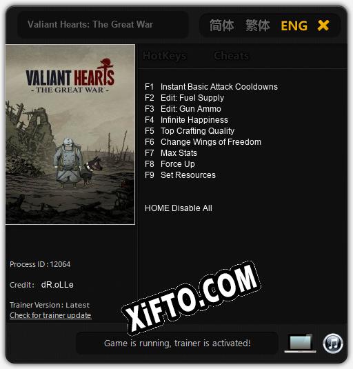 Valiant Hearts: The Great War: Трейнер +9 [v1.3]