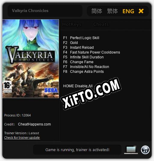 Трейнер для Valkyria Chronicles [v1.0.5]