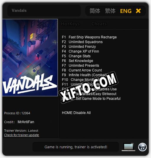 Трейнер для Vandals [v1.0.9]