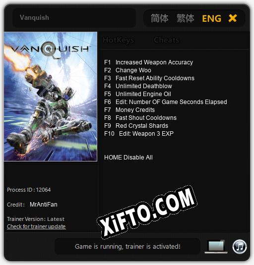 Vanquish: Трейнер +10 [v1.9]