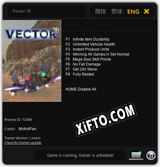 Vector 36: Трейнер +8 [v1.9]