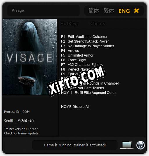 Visage: ТРЕЙНЕР И ЧИТЫ (V1.0.32)