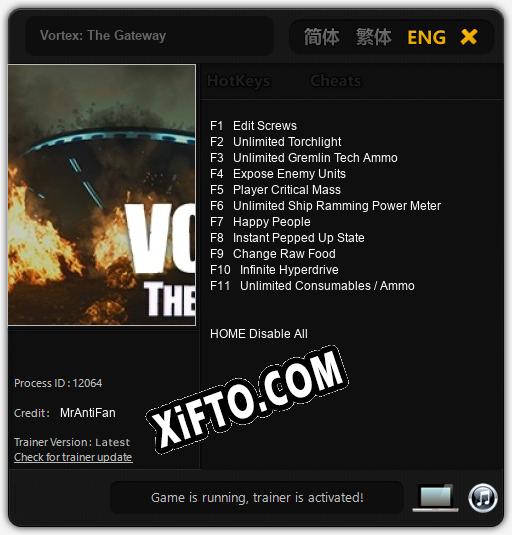 Vortex: The Gateway: Читы, Трейнер +11 [MrAntiFan]