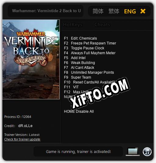 Warhammer: Vermintide 2 Back to Ubersreik: Трейнер +13 [v1.8]