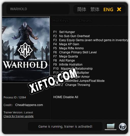 Трейнер для WARHOLD [v1.0.9]