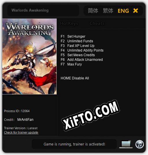 Трейнер для Warlords Awakening [v1.0.5]