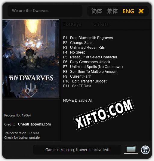 Трейнер для We are the Dwarves [v1.0.3]